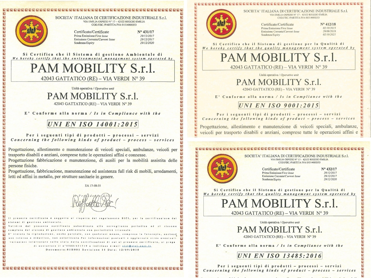 Certificazioni Pam Mobility